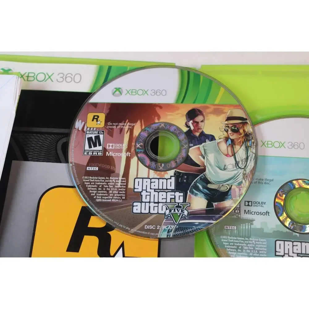 Grand Theft Auto V 5 Five (2013, XBox 360, 2-Disc Set) Authentic Complete W/ Map